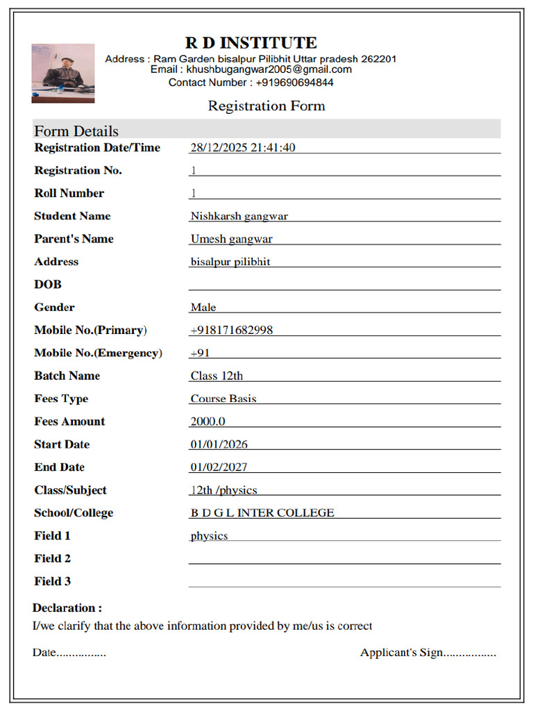 Registration Form | PDF