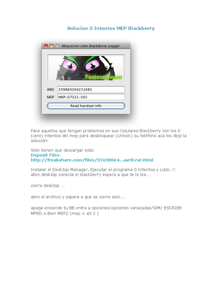 Blackberry mep reader software, free download latest