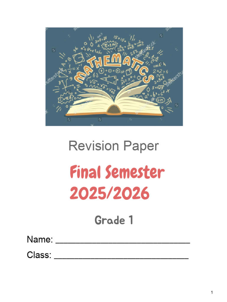Grade 1 Math Revision Paper 2025/2026 | PDF | Mathematics