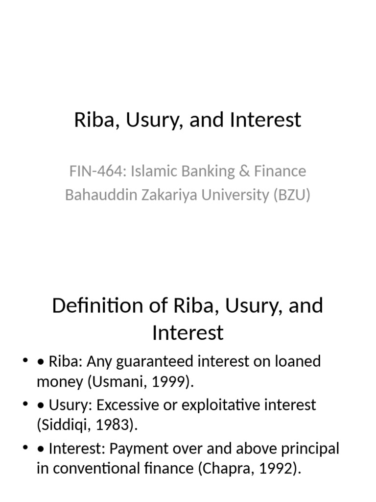 Understanding Riba and Islamic Finance | PDF | Islamic Banking And ...