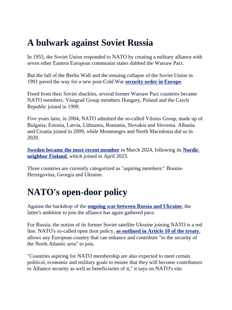 NATO's Evolution and Open-Door Policy | PDF | Nato | Warsaw Pact