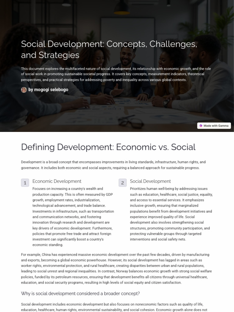 Social Development and Economic Growth Insights | PDF | Poverty ...