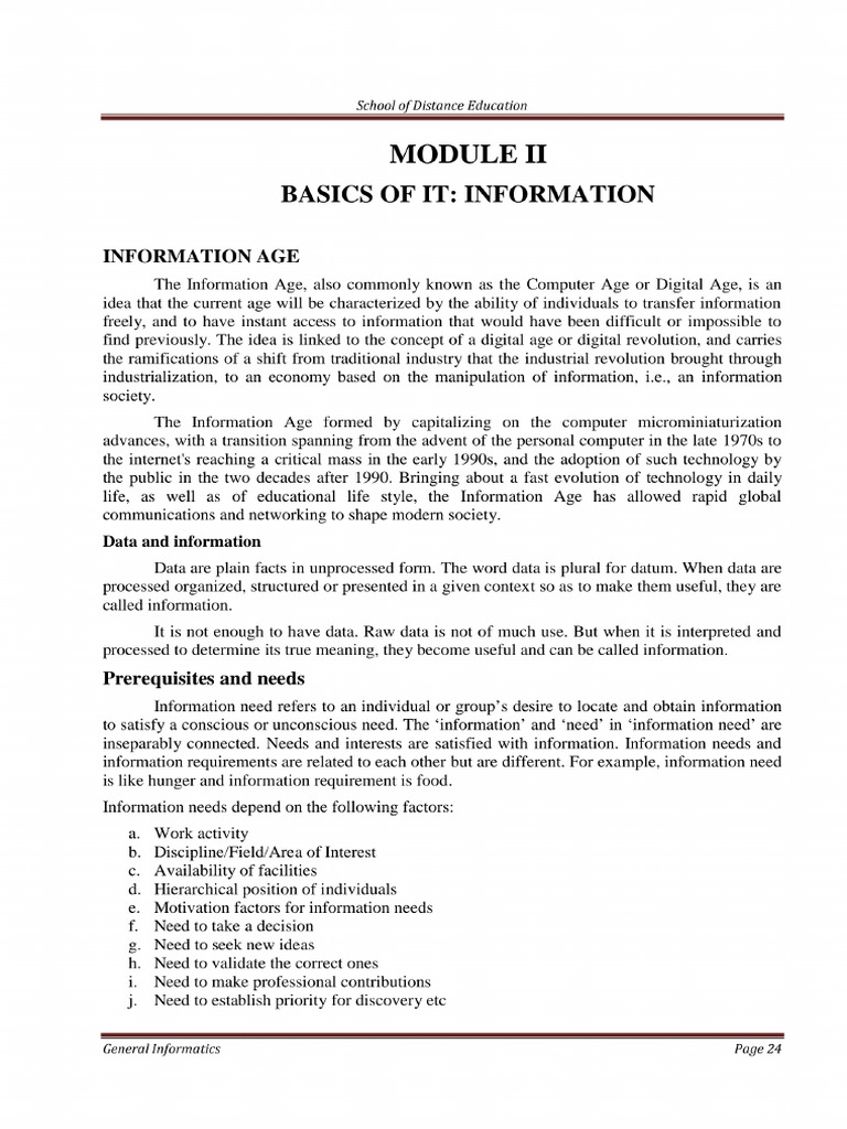 Basics of It - Information | PDF