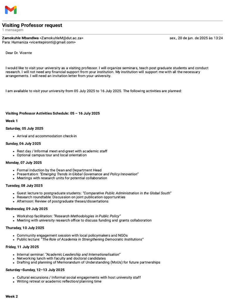 Visiting Professor Request and Schedule | PDF | Thesis | Higher Education