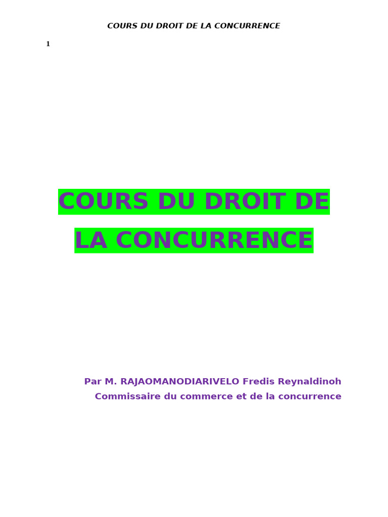 Comprendre le Droit de la Concurrence | PDF | Monopole | Règles de ...