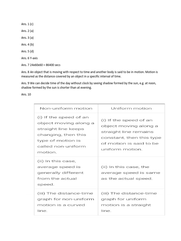 Class 7 Motion and Time Answer Key (1) | PDF