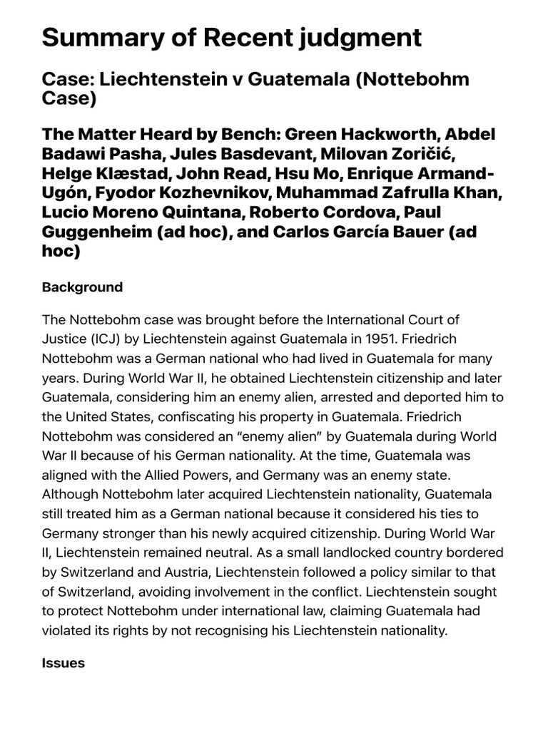 Nottebohm Case | PDF | Global Politics | Nation