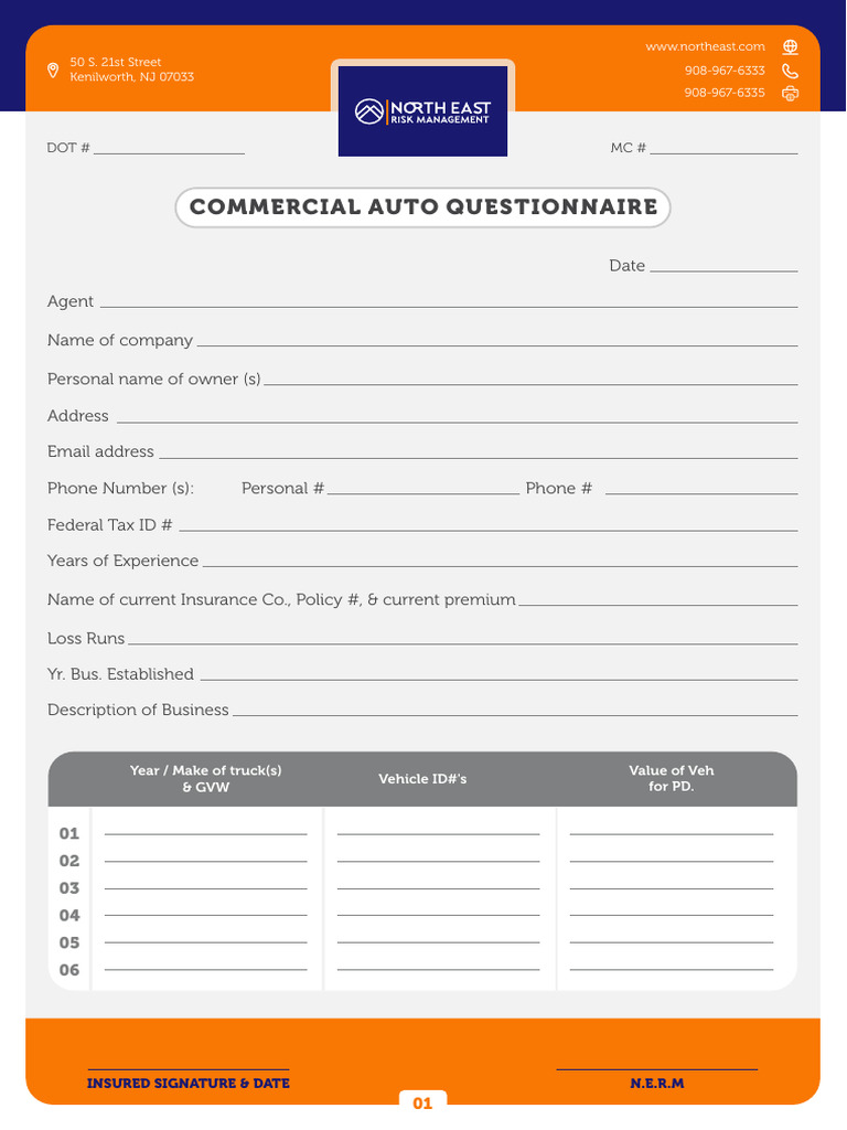 Commercial Auto Questionnaire (Interactive) | PDF