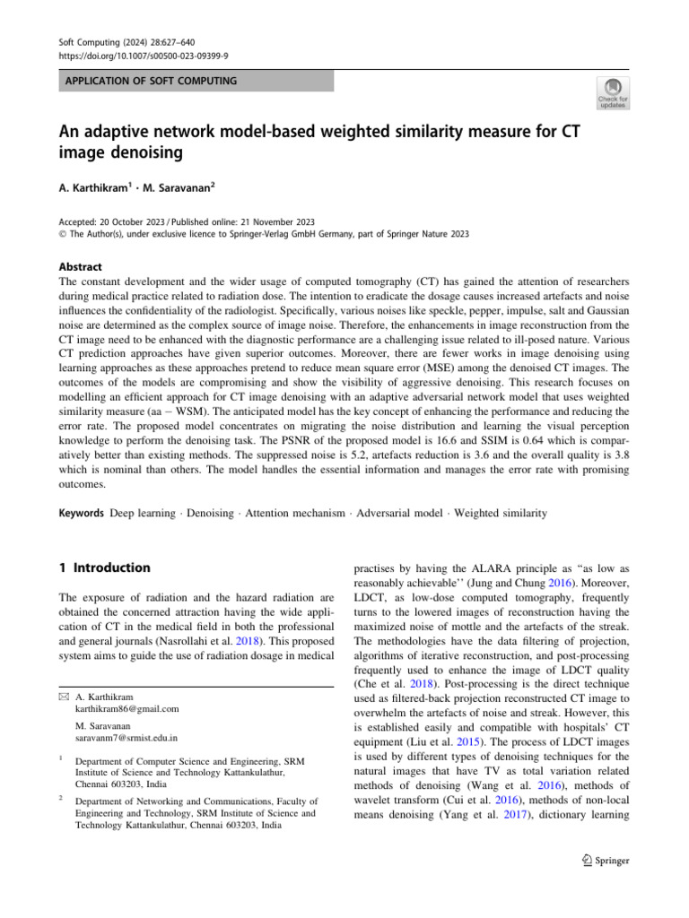 Adaptive Network for CT Image Denoising | PDF | Ct Scan | Deep Learning