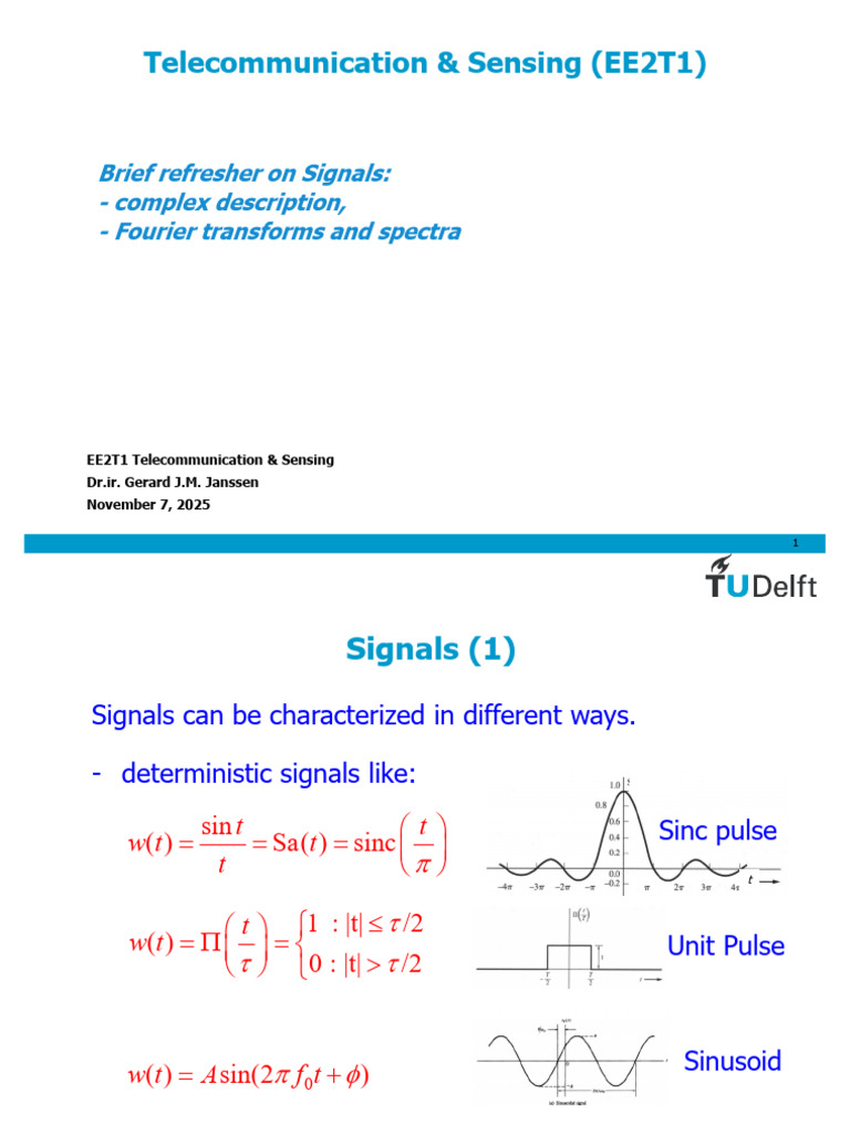 Signals and Fourier Analysis Overview | PDF | Spectral Density | Sine Wave