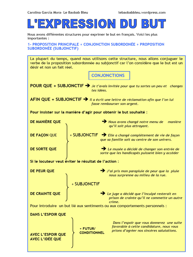 Structures pour exprimer le but en français | PDF | Allergie | Clause