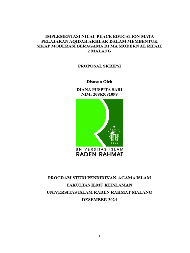 Implementasi Pendidikan Perdamaian di MA Rifaie | PDF