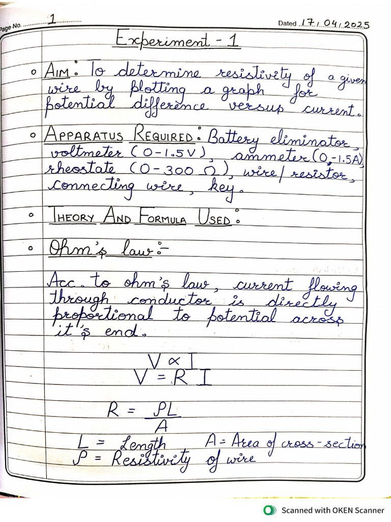 Physics Expt 1 | PDF