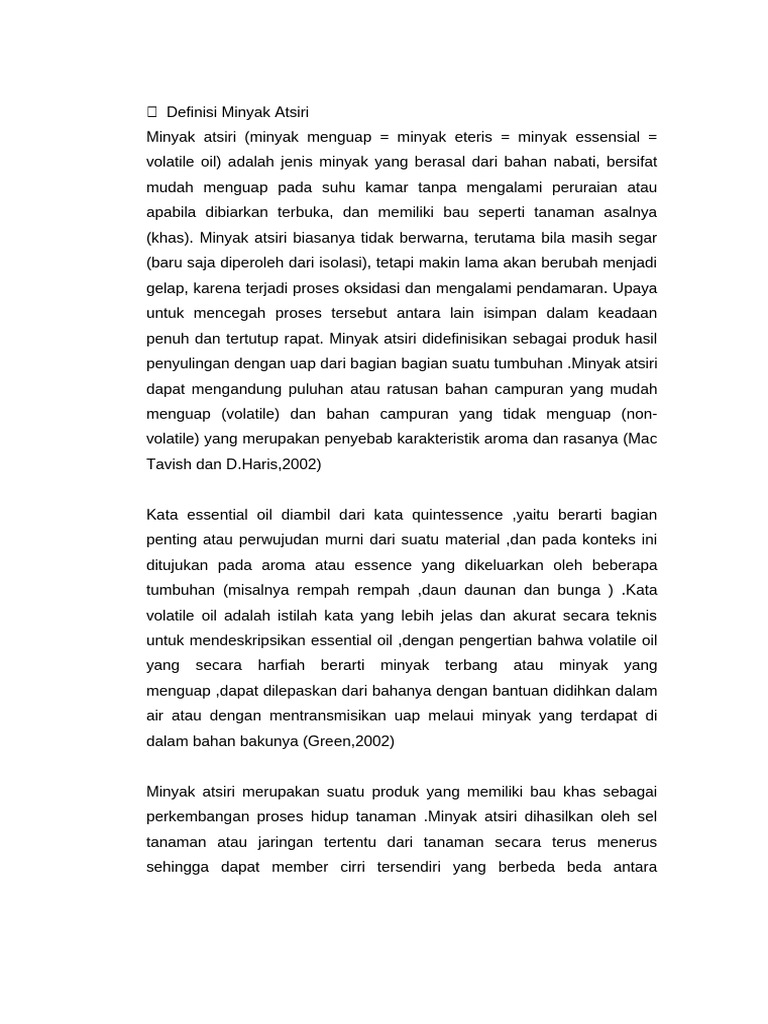 Definisi dan Khasiat Minyak Atsiri | PDF