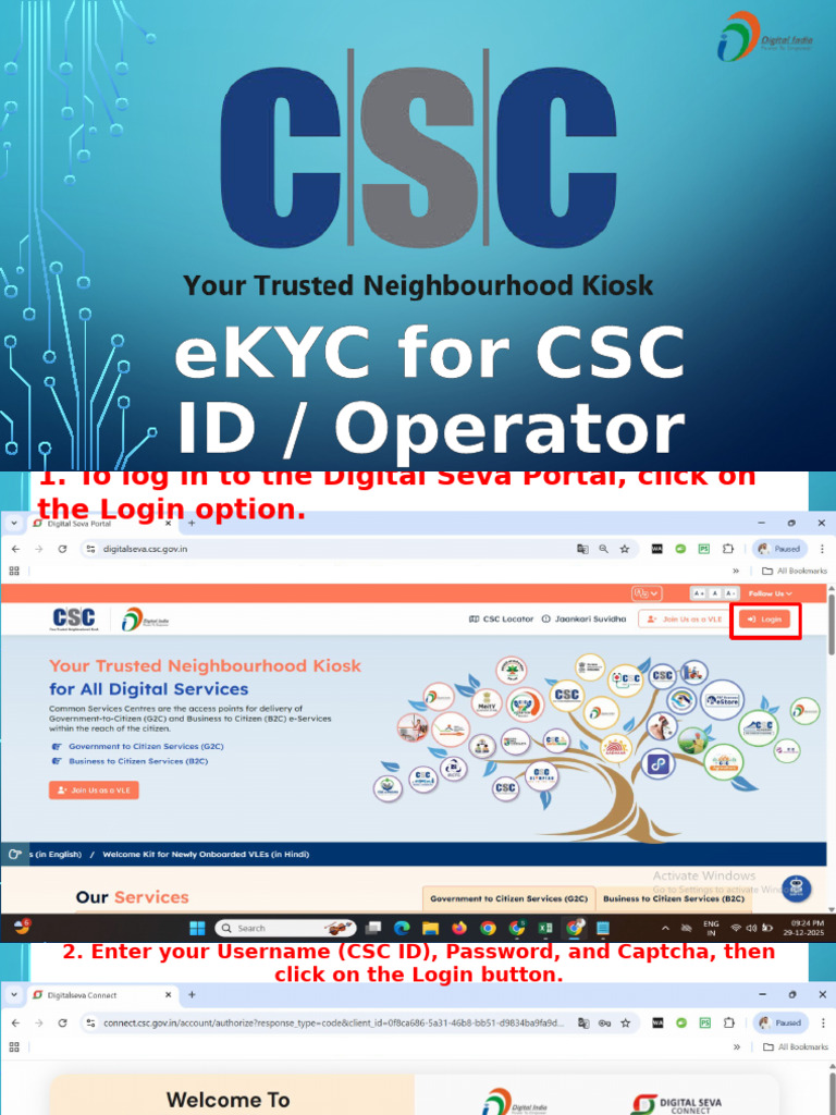 eKYC Process for CSC Login | PDF