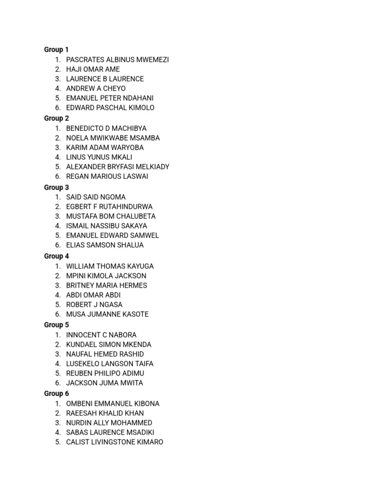 Group Members List by Category | PDF