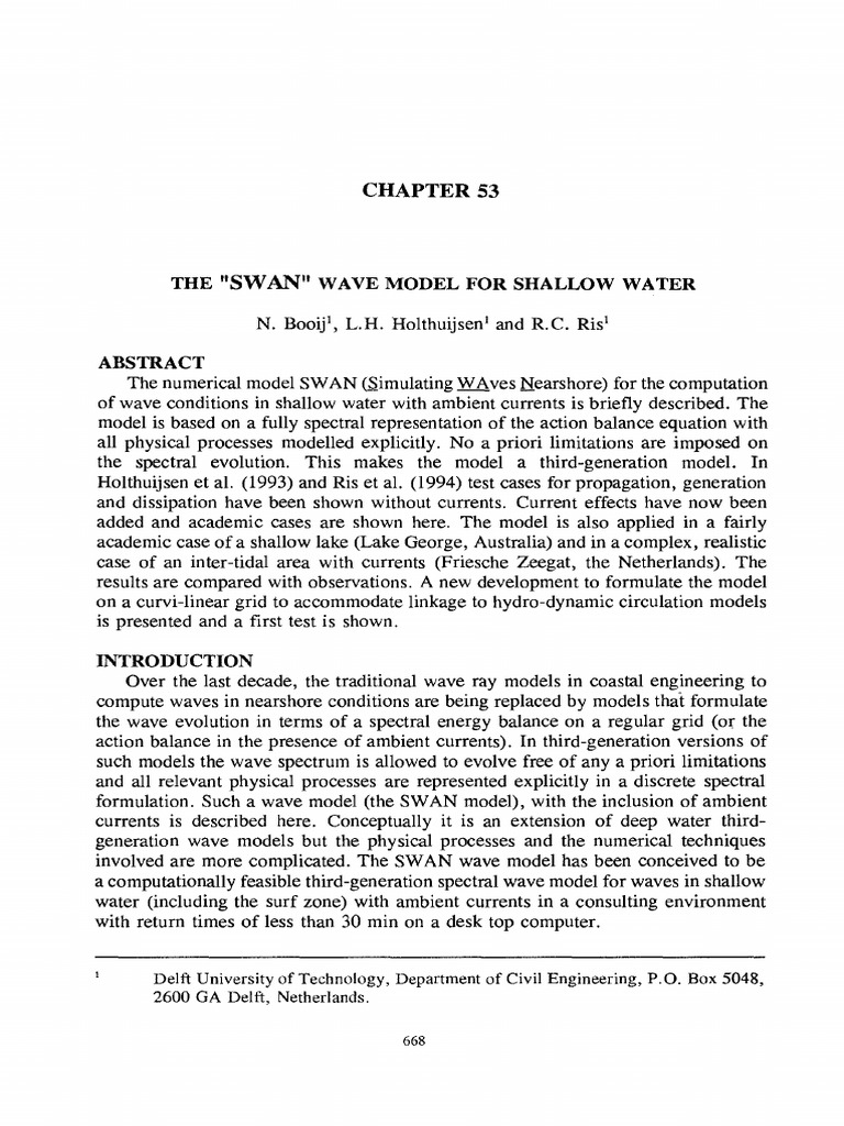 SWAN Model for Shallow Water Waves | PDF | Waves | Applied And ...