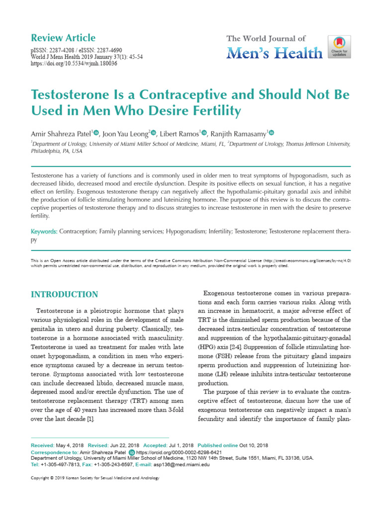 Testosterone Therapy and Male Fertility Risks | PDF | Luteinizing ...