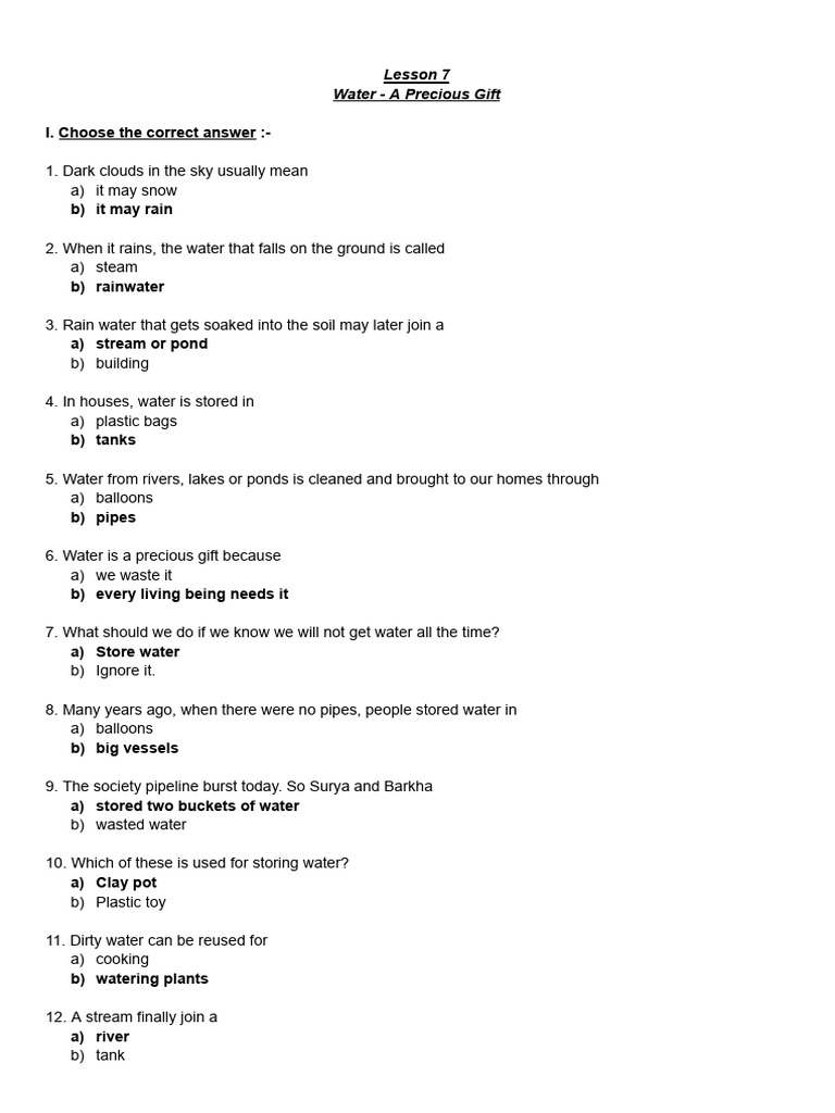 Water Conservation Quiz and Lessons | PDF