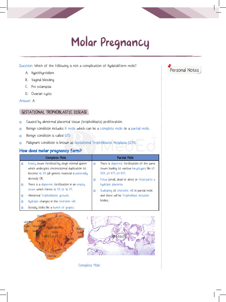 Molar Pregnancy Overview and Management | PDF | Medical Specialties ...