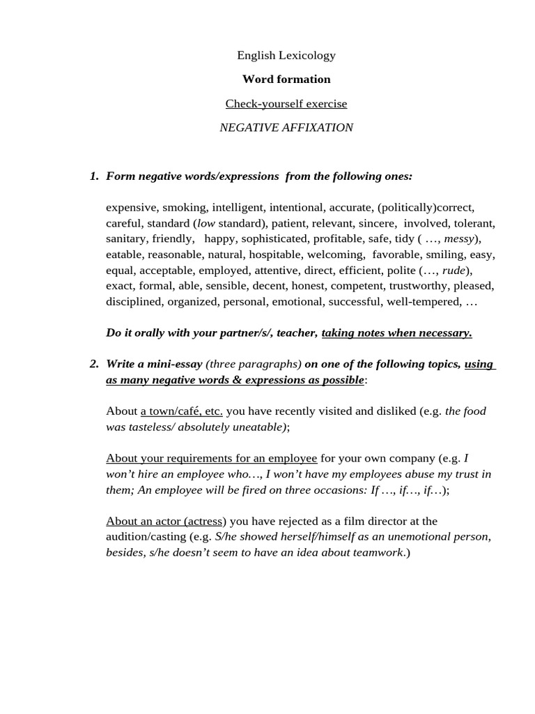 English W-b, Negative | PDF
