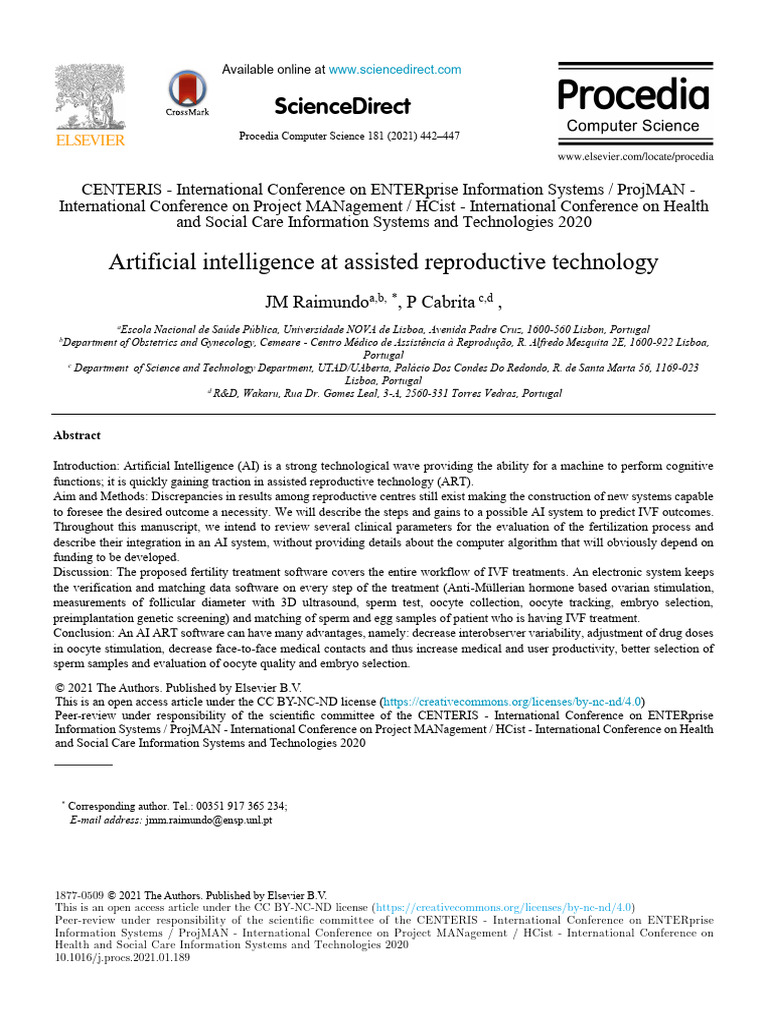 AI in Assisted Reproductive Technology | PDF | In Vitro Fertilisation ...
