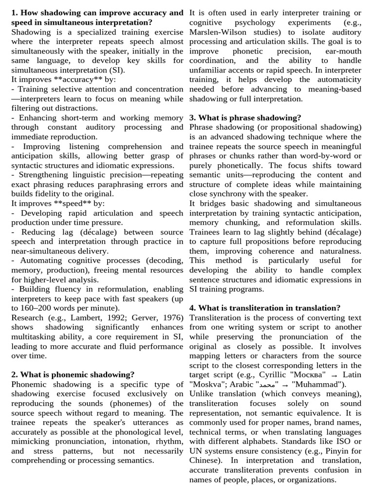 Enhancing Interpretation Skills Through Shadowing | PDF | Translations ...