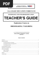 K To 12 Dressmaking and Tailoring Teacher's Guide