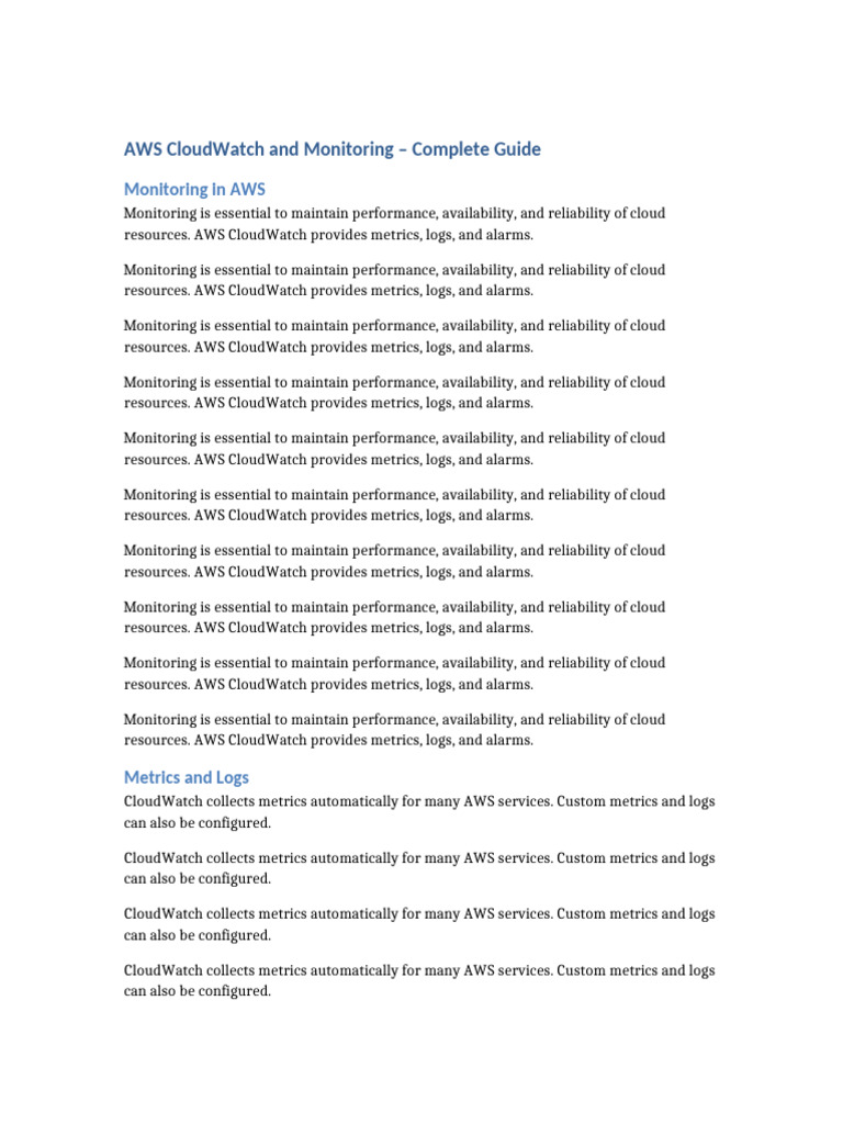 AWS CloudWatch Monitoring Guide | PDF | Computing | Information Technology
