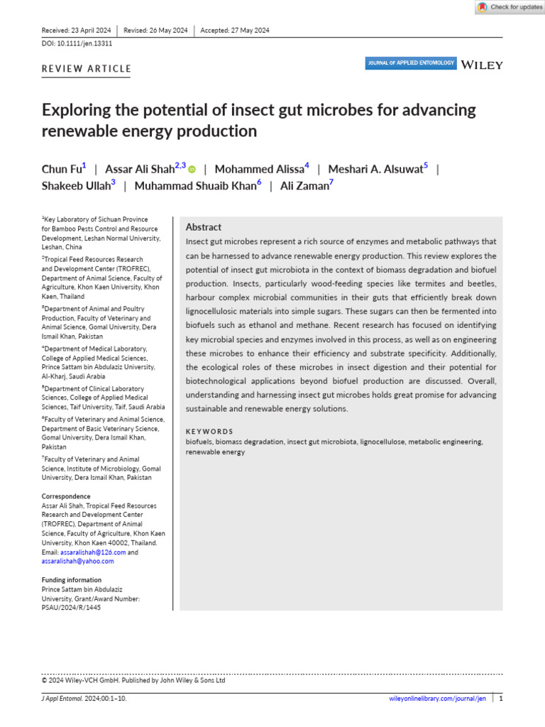 Insect Gut Microbes for Renewable Energy | PDF | Lignin | Cellulose
