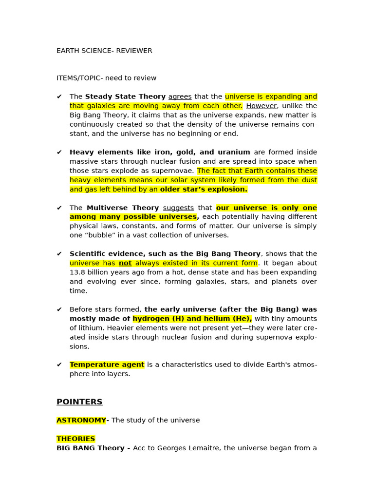 EARTHSCIENCE-REVIEWER | PDF | Solar System | Universe