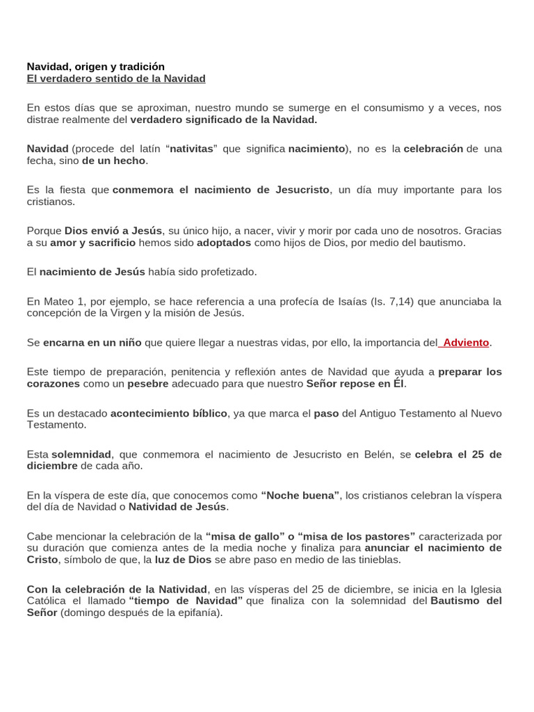 Origen y Tradiciones de la Navidad | PDF | Navidad | Natividad De Jesus