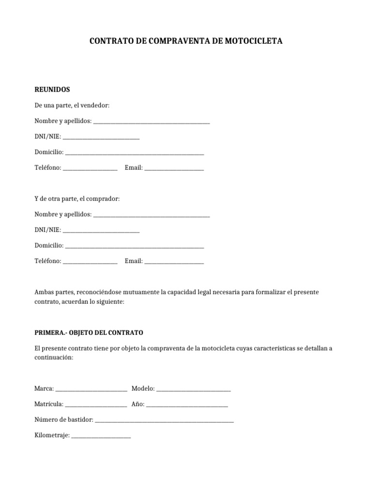 Contrato de Compraventa de Motocicleta | PDF