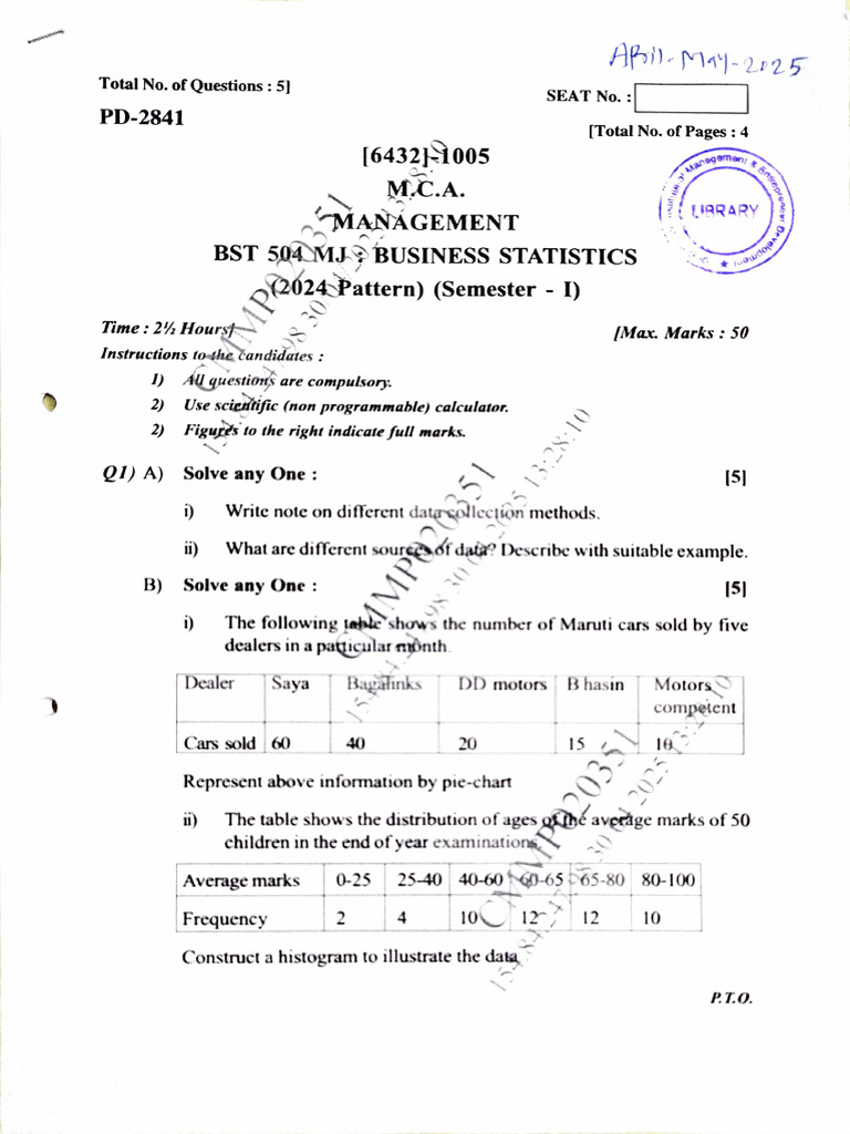 Business Statistics Exam Questions | PDF