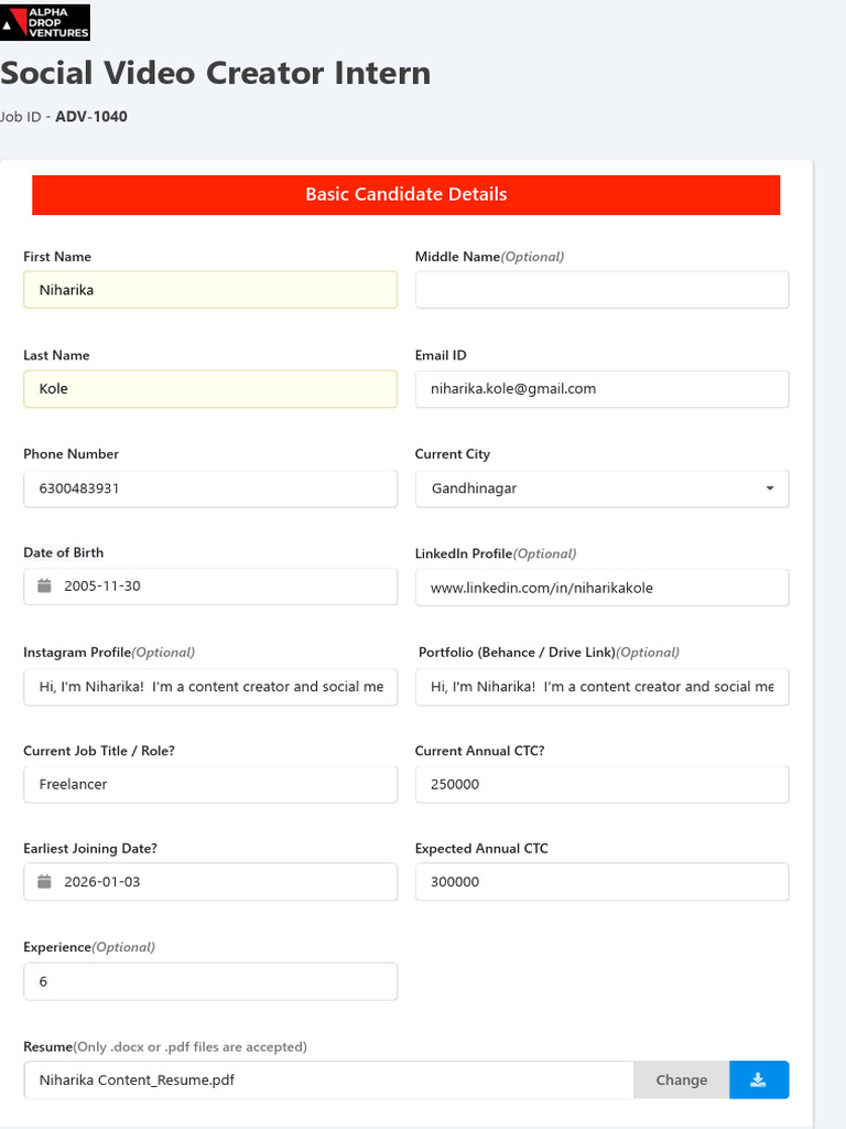 Apply for Social Video Creator Intern at Alpha Drop Ventures LLP - Copy ...