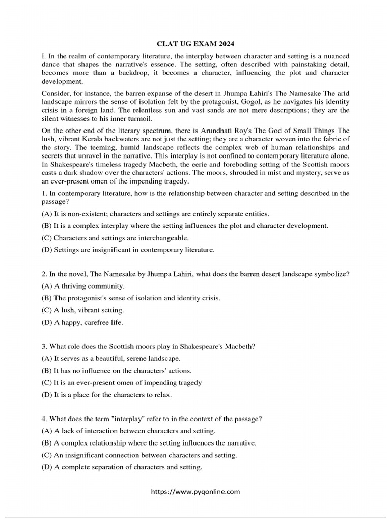 Clat Ug Question Paper With Answer Key 2024 | PDF