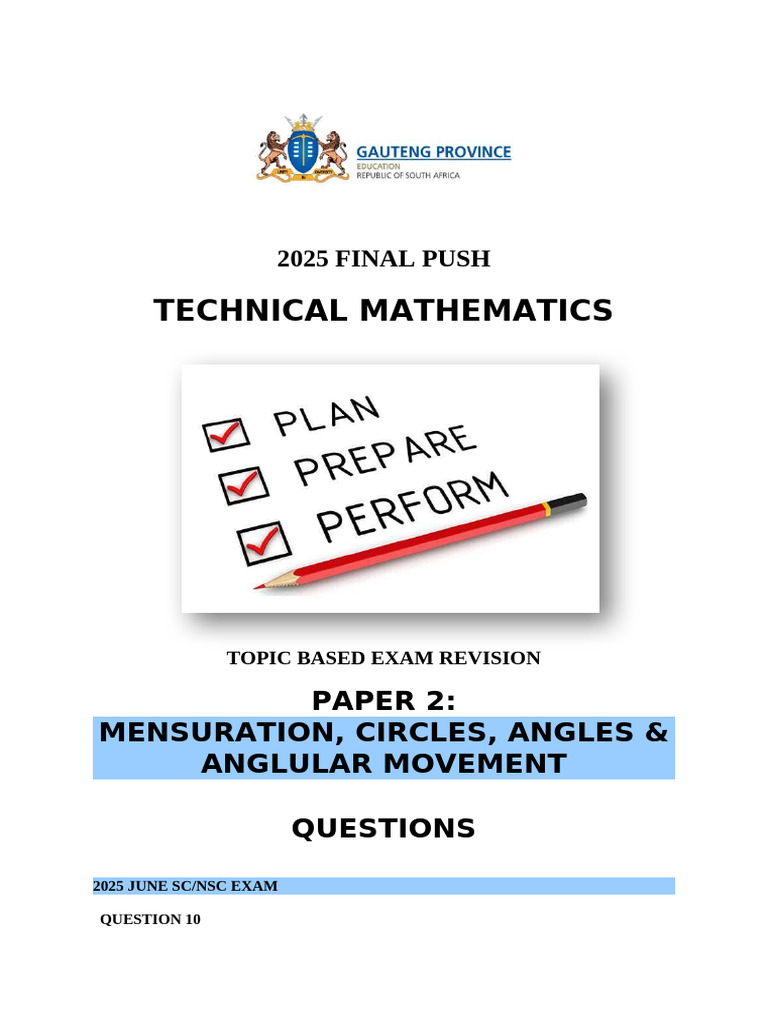 2025 Technical Maths Exam Revision | PDF | Angle | Circle