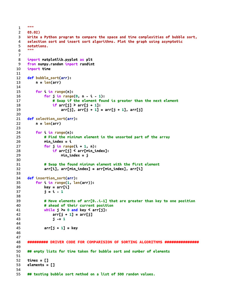 Compare Sorting Algorithms in Python | PDF | Computer Programming ...