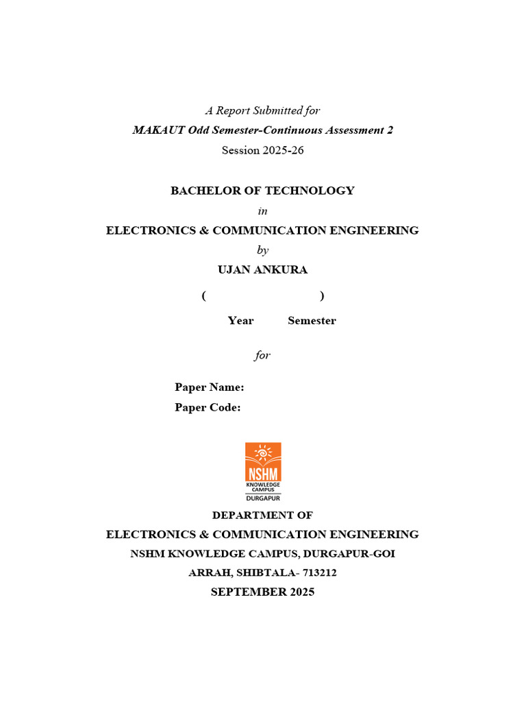 MAKAUT ECE Continuous Assessment Report | PDF