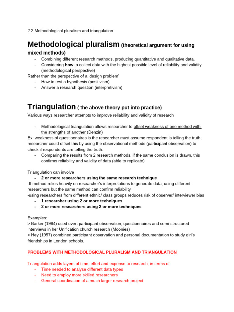 Methodological Pluralism & Triangulation | PDF