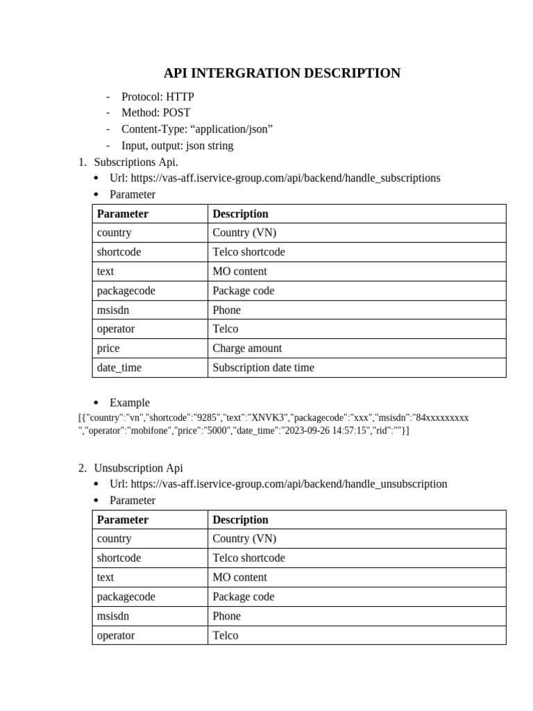 API Integration for Subscriptions & Unsubscriptions | PDF