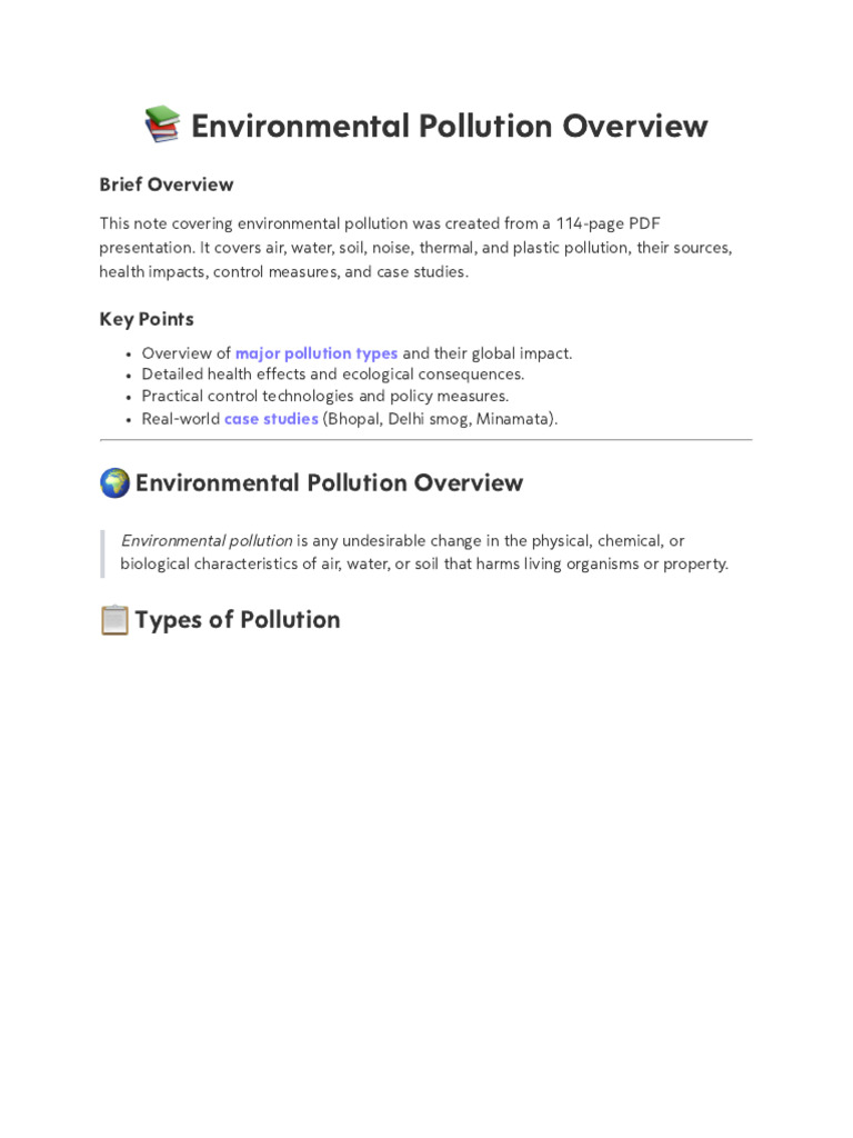 Environmental Pollution Types & Impacts | PDF | Ionizing Radiation ...