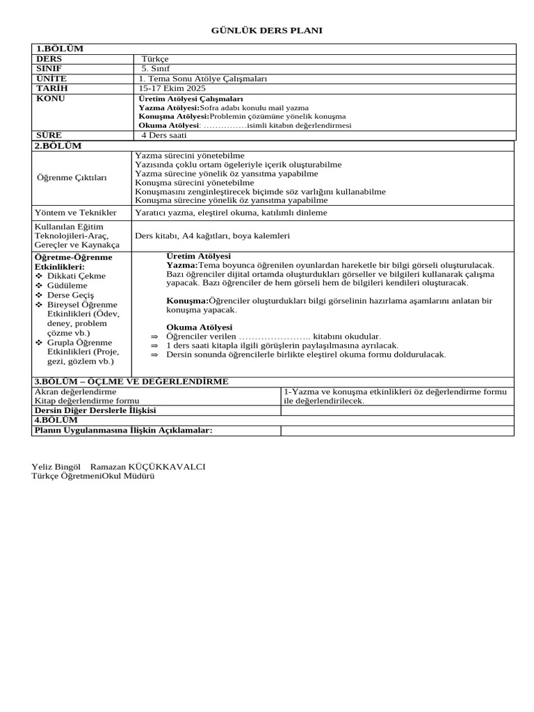 5 1. Tema Uretim Atolyesi Plani | PDF