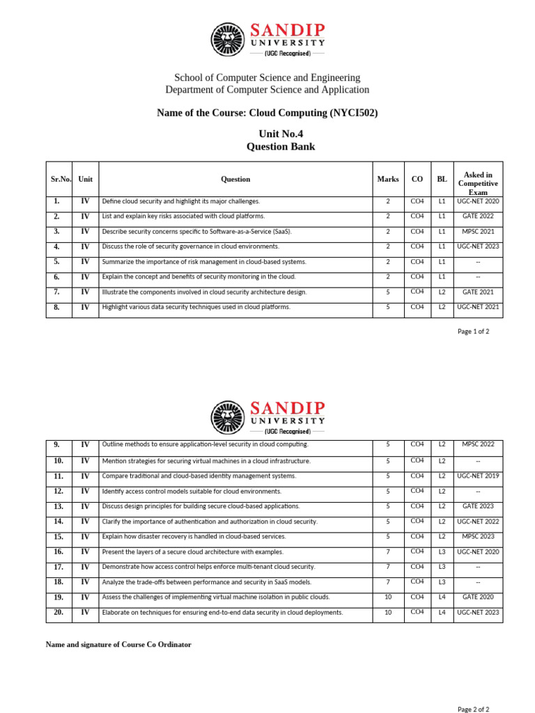 Cloud Computing Question Bank 4th Unit | PDF | Cloud Computing ...