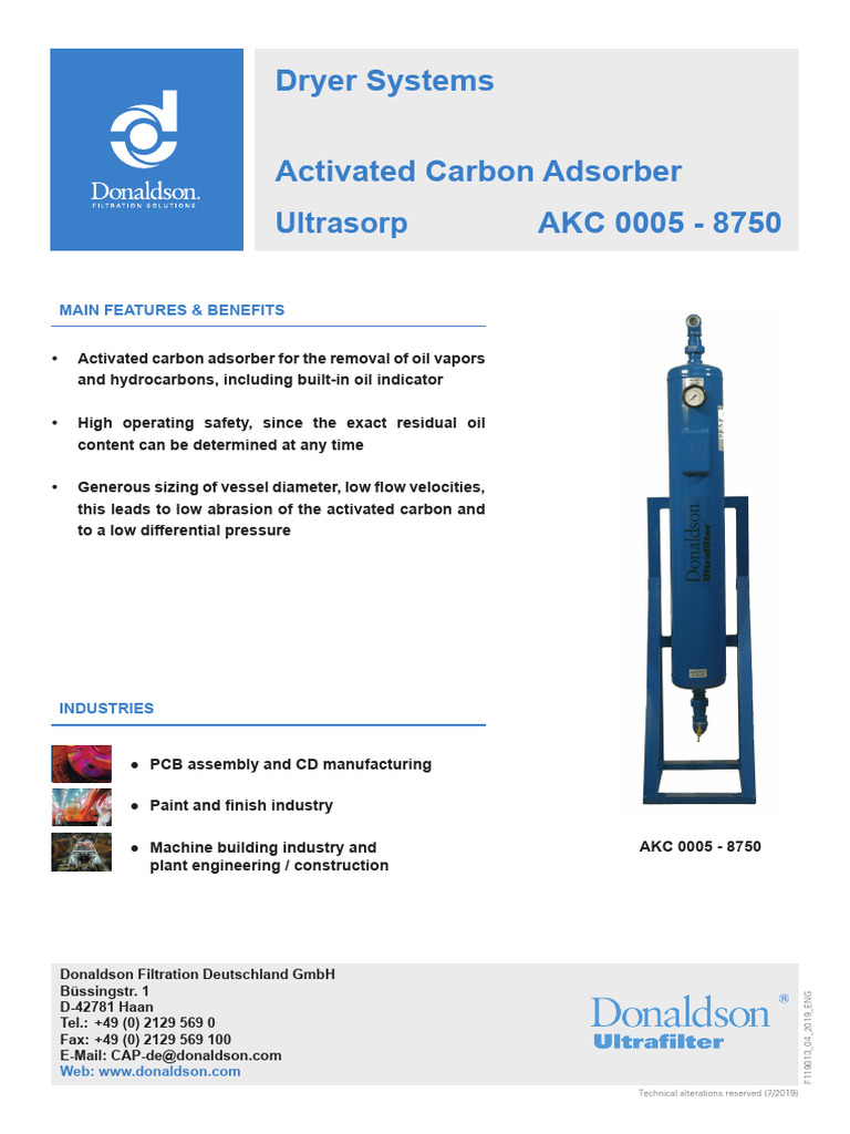 AKC 0005 8750 Activated Carbon Adsorber | PDF | Adsorption | Gas ...