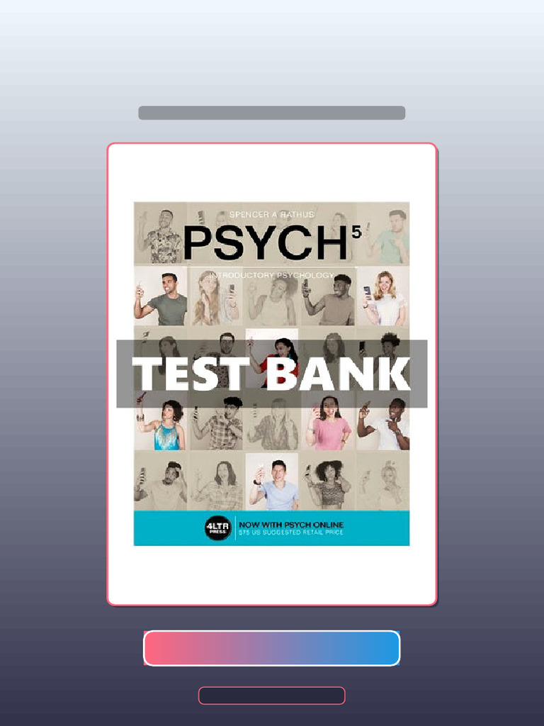 Test Bank for PSYCH 5 Introductory Psychology 5 Ed Rathus | PDF ...