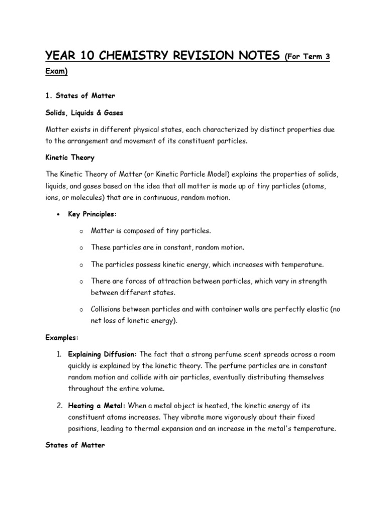 Year 10 Chemistry Revision Notes | PDF | Ionic Bonding | Ion