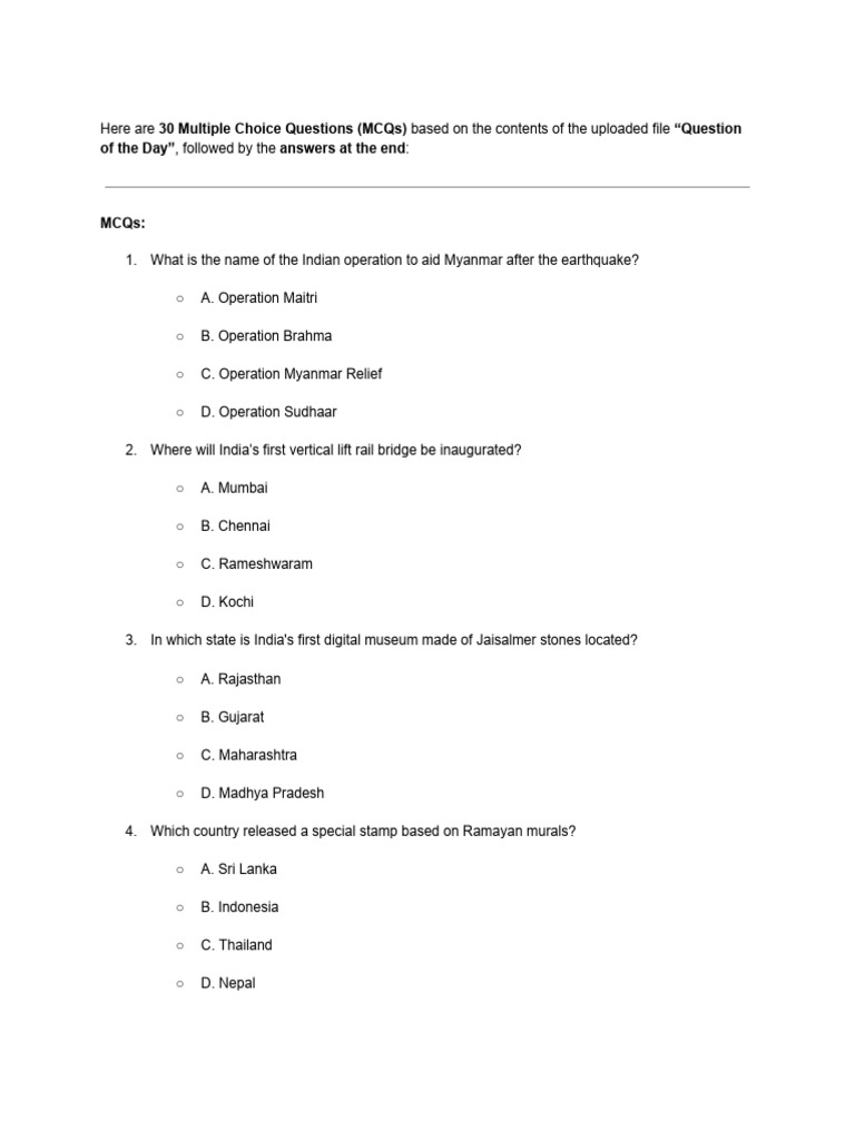 30 MCQs on Current Affairs 2025 | PDF