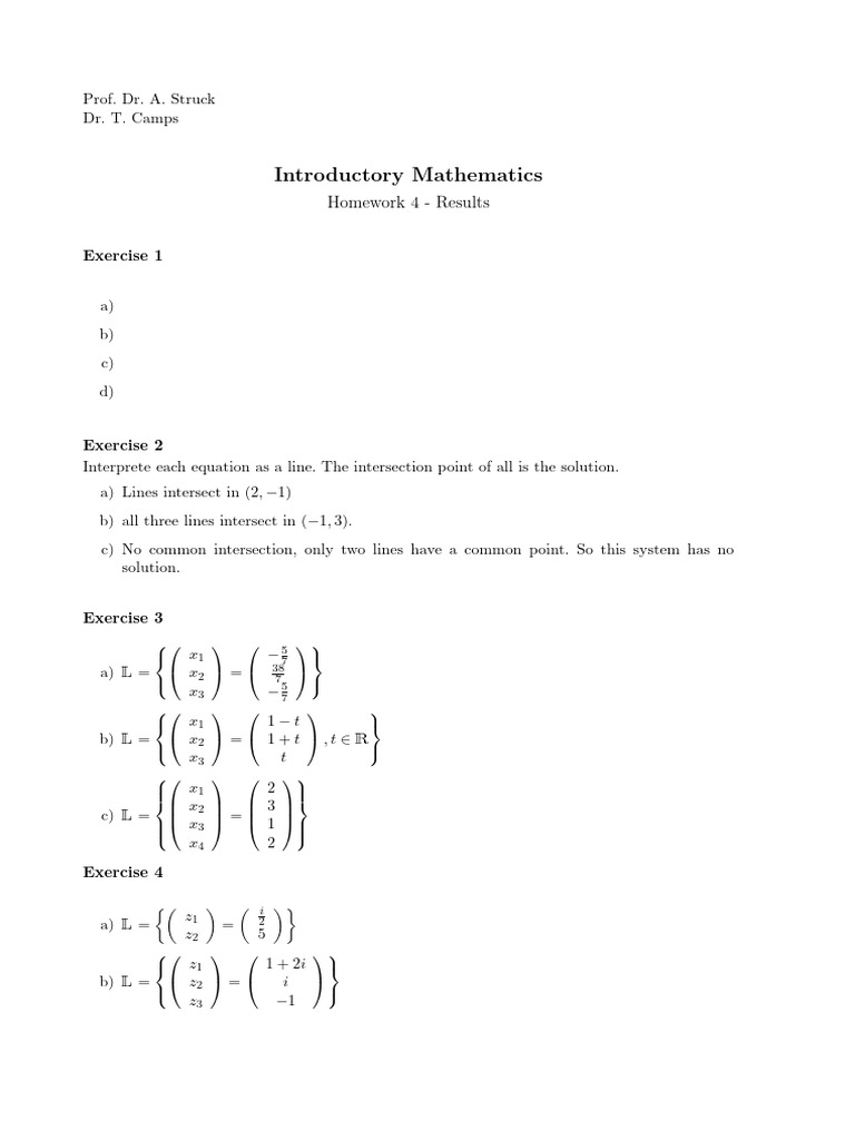 Introductory Math Homework 4 Results | PDF