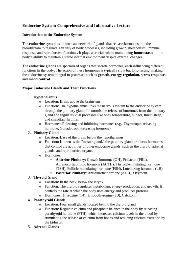 Endocrine System Overview and Disorders | PDF | Hypothyroidism ...